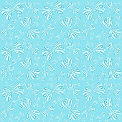 Seamless pattern with bows from ribbons on a blue background