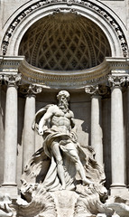 Statue in the Oceanus in the Trevi Fountain of Rome, Italy