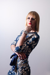 Beautiful woman portrait. Isolated on light background