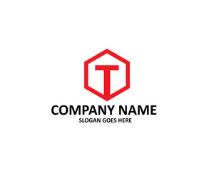 t letter hexagon logo