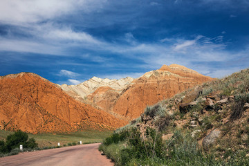 Road in mountains. Kyrgyzstan. 