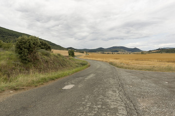 Straw field in the province of navarra, spain