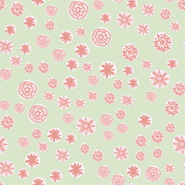 Cute seamless pattern with colorful stylized stars or snowflakes. Childish texture for fabric, textile, wrapping paper. Vector Illustration