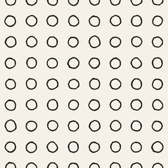 Hand drawn black and white ink abstract seamless pattern. Vector stylish texture. Monochrome geometric shappes paint brush lines