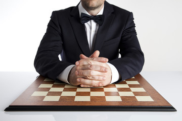 Business negotiations. Chessboard.