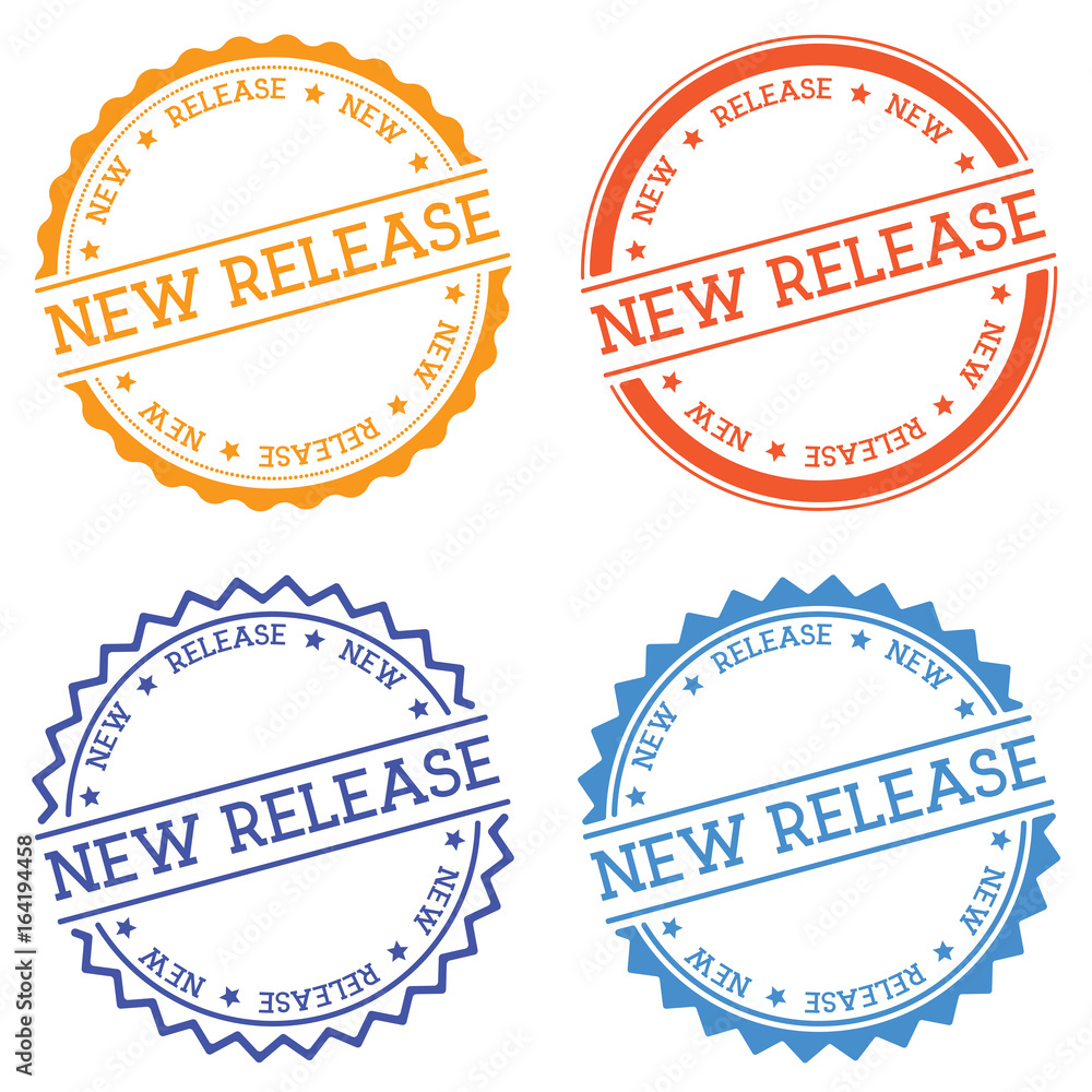 Poster new release badge isolated on white background. flat style round label with text. circular emblem ve