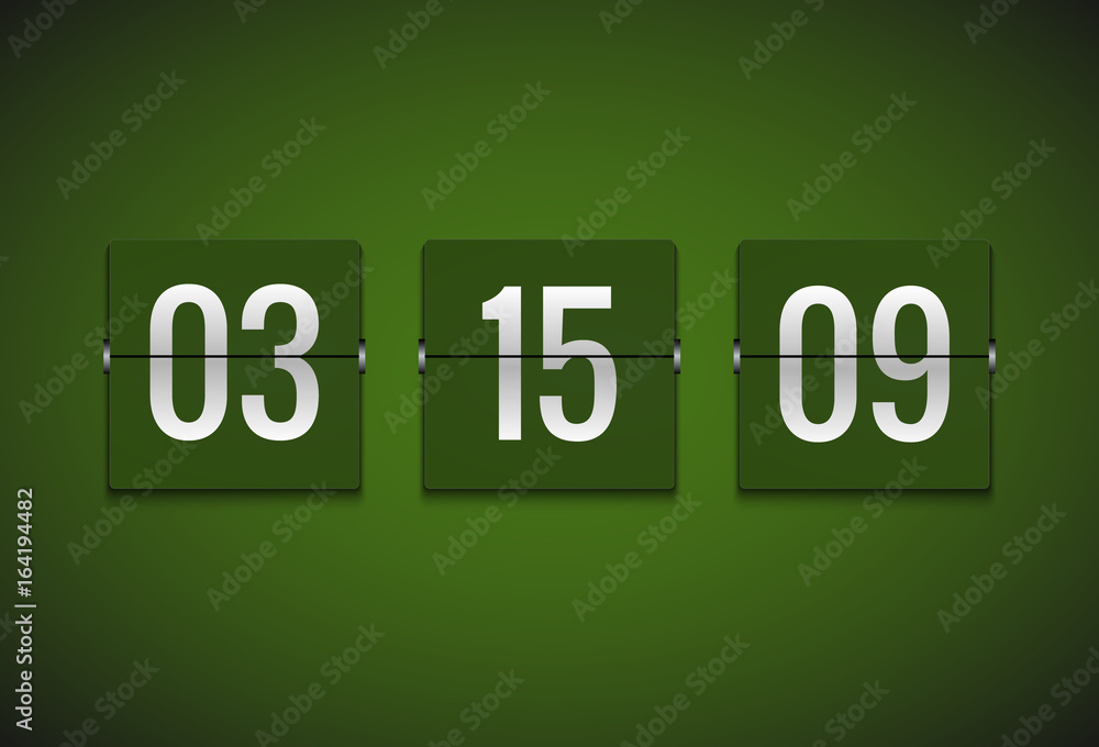 Aufkleber countdown timer clock counter. flip vector timer template. display information of minute, hour. scor