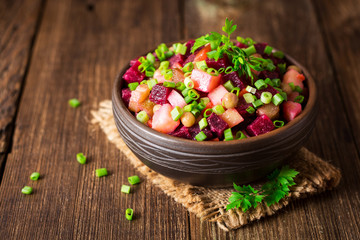 Vinegret - traditional Russian vegetable salad.