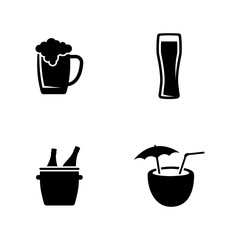 Alcoholic. Simple Related Vector Icons Set for Video, Mobile Apps, Web Sites, Print Projects and Your Design. Black Flat Illustration on White Background.