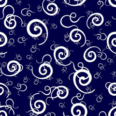 White swirls on deep blue background