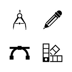 Engineering Tools. Simple Related Vector Icons Set for Video, Mobile Apps, Web Sites, Print Projects and Your Design. Black Flat Illustration on White Background.