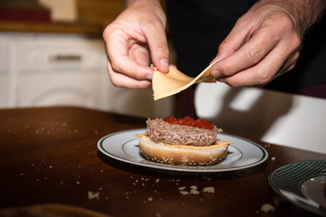 Home made hamburger with cheese