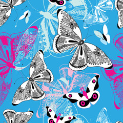 Vector ornamental pattern with butterflies