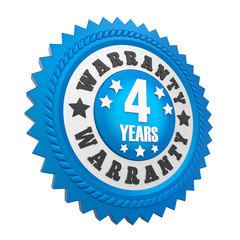 4 Years Warranty Badge Isolated