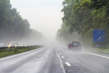 wet highway scenery