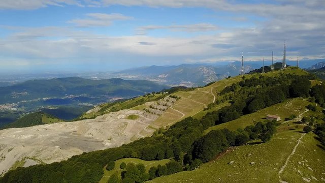Landscape on the concrete quarry closed to Linzone Mountain, Bergamo, Italy