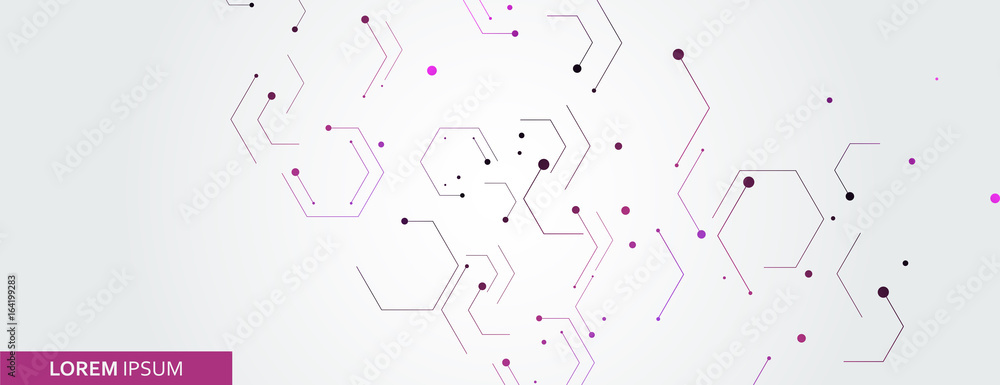 Poster Vector banner design, white background with hexagon pattern