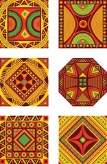 Vector color set of square African ornament