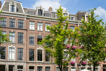 Fototapeta premium Traditional old buildings in Amsterdam