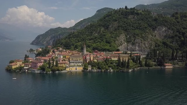 LAKE COMO, ITALY from the drone and the Italian Alps in background