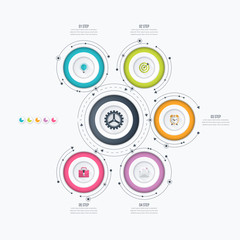 Infographics template 5 options with circle