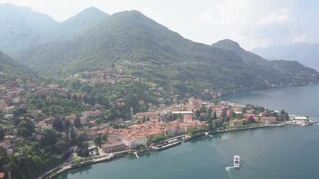 LAKE COMO, ITALY from the drone and the Italian Alps in background