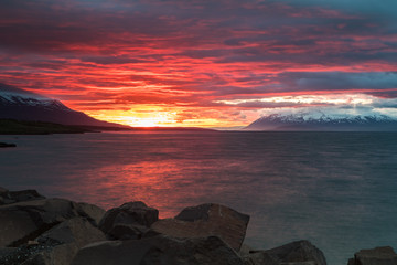 Sunset in Akureyri, Iceland