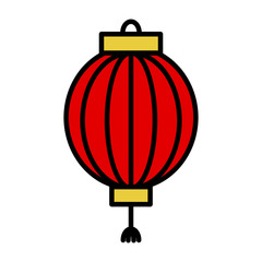 Red Japanese lanterns. Vector icon.