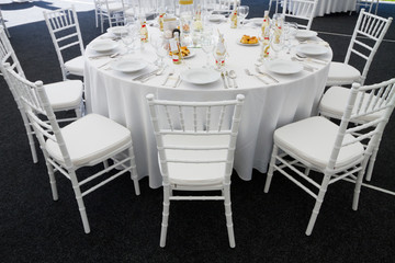 fancy table set for a wedding dinner
