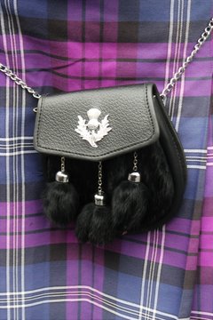 purple violet kilt and sporren Scottish dress tartan from Scotland 
