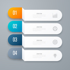 Business infographics template 4 steps with square