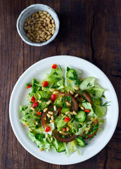 Healthy homemade vegetable salad top view 