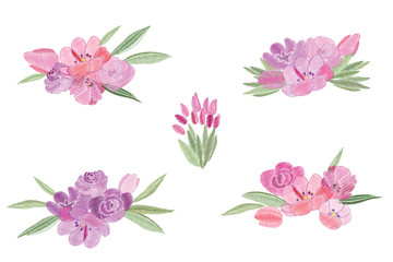 Vintage romantic vector of fashionable bouquets of flowers.