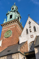 Fototapeta na wymiar Clock Tower of the Wawel Cathedral in Krakow, Poland.