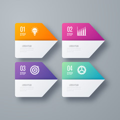 Business infographics template 4 steps with square