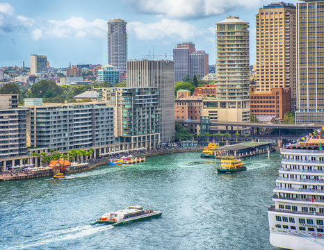 View of Circular Quay, Sydney, from harbor bridge