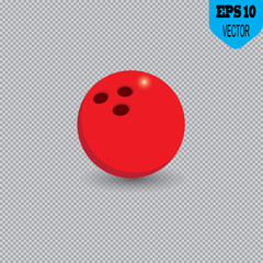 Red Bowling Ball isolated on transparent background. Vector illustration