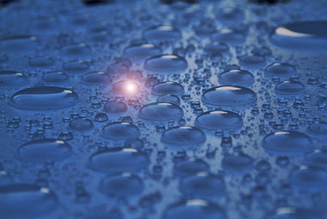 Water droplets with refraction effect