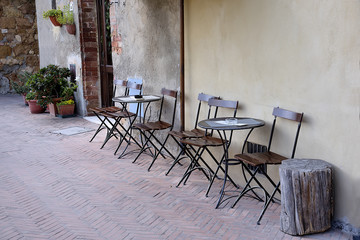Traditional Italian cafe in Pienza,Tuscany  Italy.