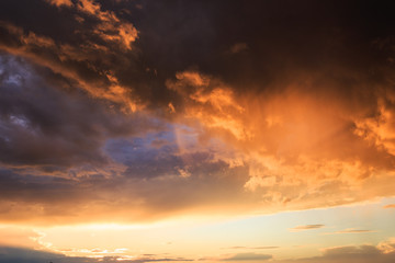 Fototapeta na wymiar Colourful dramatic sunset clouds background, sky, cloudscape