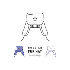 Russian fur hat icon Ushanka. Russian treval thin line art icons, Vector outline illustration