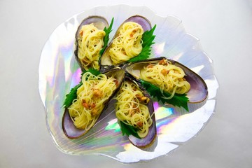ムール貝の冷製パスタ