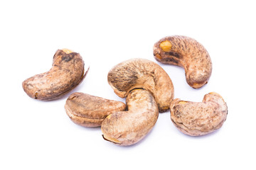 Roasted cashew nuts isolated on white background