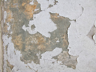 White Horizontal Wall Texture. Urban White Wash Old Brick Wall Background. Vintage Gray Retro Plaster Wall Structure. Grungy Shabby Uneven Solid Painted Plastered Facade Texture. Abstract Web Banner.