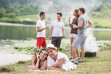 Fototapeta premium Friends,group of friends,enjoy in nature