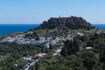 Fototapeta premium Panorama of the old town Lindos on the Greek Island Rhodes