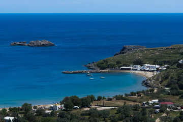 Fototapeta na wymiar Beautiful gulf in Mediterranean Sea in Greece, Rhodes