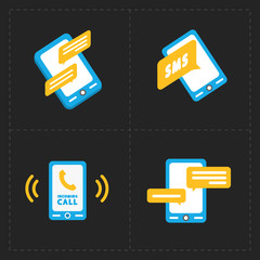 Fototapeta premium Vector smart phone icons on Black background