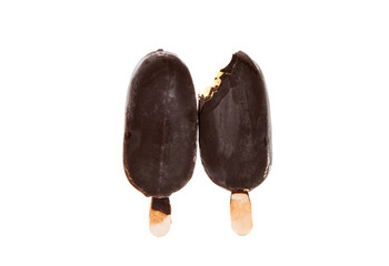 Chocolate ice cream on stick isolated