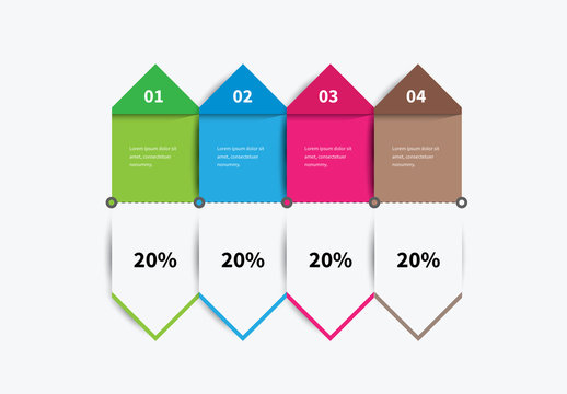 Four Section Double Sided Arrow Infographic Layout